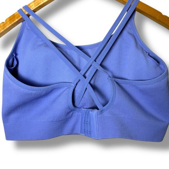 Soma Bra Sz XXL Sport Seamless Strappy Periwinkle Blue Removable Pads Back Close - Picture 2 of 4